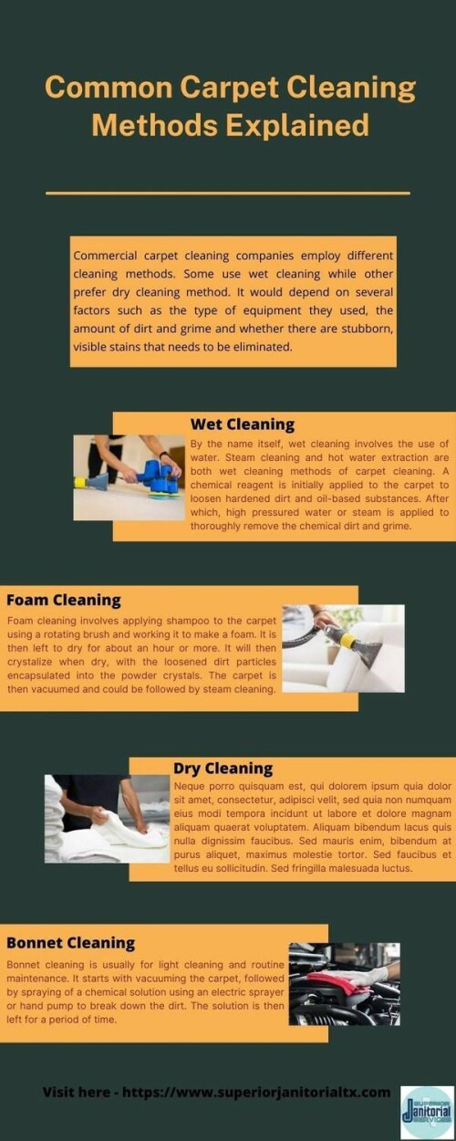 Superior Janitorial Services is a full-service cleaning company located in Northeast Houston. We provide commercial cleaning services, janitorial services, carpet cleaning, floor restoration and vending machine cleaning solutions in and around Texas. Visit our website: https://www.superiorjanitorialtx.com