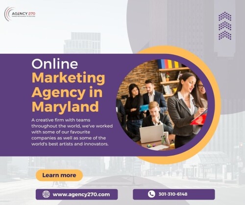 Agency270 is a Maryland-based digital marketing agency that provides customized solutions for businesses to succeed in the online marketplace. Their services include web design, SEO, social media marketing, PPC advertising, and email marketing. Their experienced team works closely with clients to develop strategies that align with their business objectives and goals. Visit here: https://goo.gl/maps/JQc8LqAGWcc6oVi49