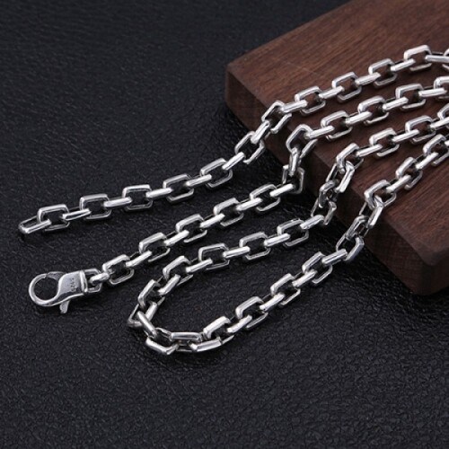 Mens Sterling Silver Rectangle Link Chain