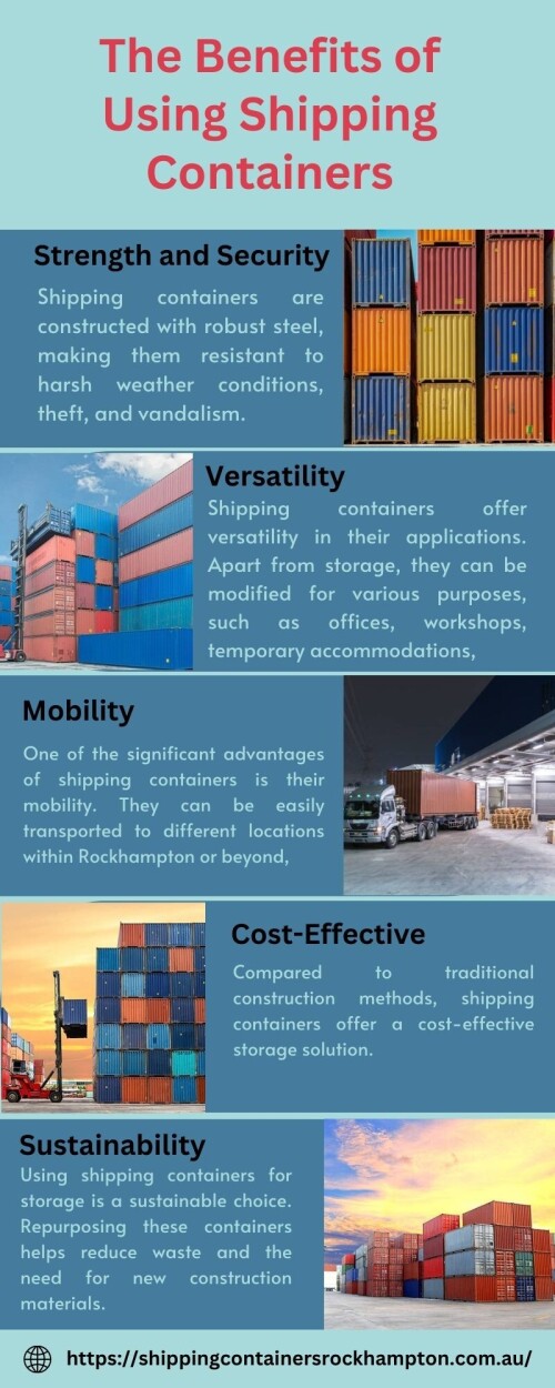 Shipping Containers Australia is a leader in the provision of a full range of shipping containers. We ensure that our customers receive A-grade service and the product to meet their needs.
Our Website: https://shippingcontainersrockhampton.com.au/