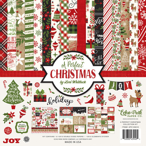 Wish everyone a Merry Christmas with these festive holiday prints and images. May your holidays be merry and bright!

Twelve (12) Double-Sided 12x12 Papers
2 sheets each of six designs and one 12x12 Element sticker sheet
65 lb Accent Opaque Cardstock
Smooth surface
Printed on two sides
Designed by Lori Whitlock
Made in USA
Echo Park APC135016