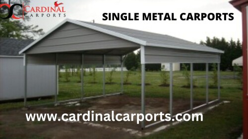 Single carports or single-wide carports are metal carport shelters that are designed to cover one car, truck, boat, or recreational vehicle. For the most part, most carport manufacturers in the United States refer to their standard 12' wide unit as single carports. While these units start at 12' wide, we can build a single carport as narrow as 8' wide, as wide as 17' wide and as long as you need.