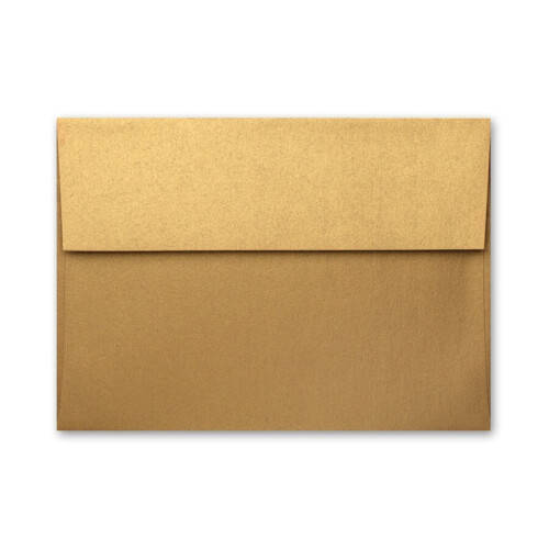 This collection of gold invitation envelopes is just what you need for graduation invitations, wedding invitations and more. In fact, if you are looking for the exact right shade of high-quality gold envelope, you'll find it here. We've got exciting finishes like pearlescent gold envelopes, metallic gold envelopes and more in two sizes. We get lots of requests for envelopes for handmade cards, and this collection of gold envelopes will surprise and delight your recipients. Great for Christmas card envelopes too.